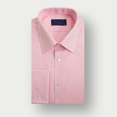 Classic Fit Plain Pink Oxford Cotton Shirt with Classic Collar & Double Cuff
