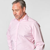 Classic Fit Plain Pink Textured Cotton Shirt With Classic Collar Double Cuff