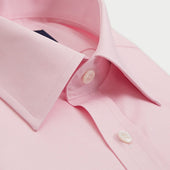 Classic Fit Plain Pink Textured Cotton Shirt With Classic Collar Double Cuff