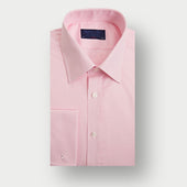 Classic Fit Plain Pink Textured Cotton Shirt with Classic Collar & Double Cuff
