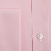 Classic Fit Plain Pink Textured Cotton Shirt With Classic Collar Double Cuff