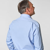 Classic Fit Plain Cotton Poplin Shirt With Classic Collar Double Cuff