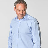 Classic Fit Plain Cotton Poplin Shirt With Classic Collar Two Button Cuff