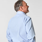 Classic Fit Plain Cotton Poplin Shirt With Cut Away Collar Two Button Cuff
