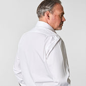 Classic Fit Plain Cotton Poplin Shirt With Classic Collar Double Cuff