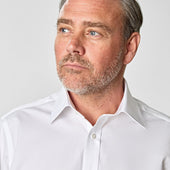 Classic Fit Plain Cotton Poplin Shirt With Classic Collar Double Cuff