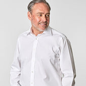 Classic Fit Plain Cotton Poplin Shirt With Classic Collar Double Cuff