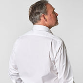 Classic Fit Plain Cotton Poplin Shirt With Classic Collar Two Button Cuff