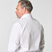 Classic Fit Plain Cotton Poplin Shirt With Cut Away Collar Double Cuff