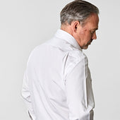 Classic Fit Plain Cotton Poplin Shirt With Cut Away Collar Two Button Cuff