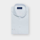 Classic Fit Plain White Cotton Poplin Shirt with Cut-away Collar & Two Button Cuff