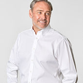 Classic Fit Plain Oxford Cotton Shirt With Button Down Collar Two Button Cuff