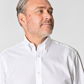 Classic Fit Plain Oxford Cotton Shirt With Button Down Collar Two Button Cuff