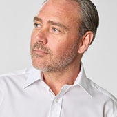 Classic Fit Plain Sea Island Quality Cotton Poplin Shirt With Classic Collar Two Button Cuff
