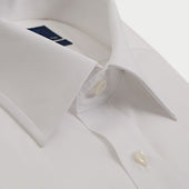 Classic Fit Plain Sea Island Quality Cotton Twill Shirt With Classic Collar Double Cuff