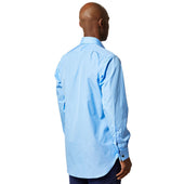 Classic Fit Plain Poplin Double Cuff Bank Collar Shirt In Cornflower