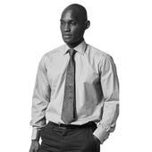 Classic Fit Plain Poplin Double Cuff Bank Collar Shirt In