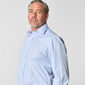 Classic Fit Hairline Stripe Cotton Poplin Shirt With Classic Collar Double Cuff