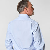 Classic Fit Hairline Stripe Cotton Poplin Shirt With Classic Collar Double Cuff