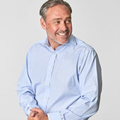 Classic Fit Hairline Stripe Cotton Poplin Shirt With Cut Away Collar Double Cuff