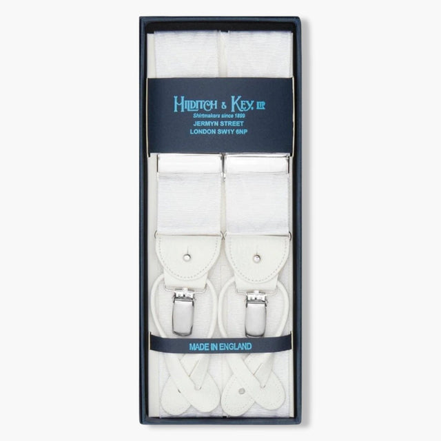 Classic White Moiré Silk Braces
