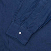 Classic Fit Plain Denim Button Cuff Shirt In Dark Blue