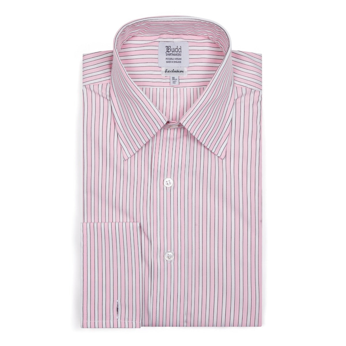 Classic Fit Exclusive Budd Stripe Double Cuff Shirt In Pink