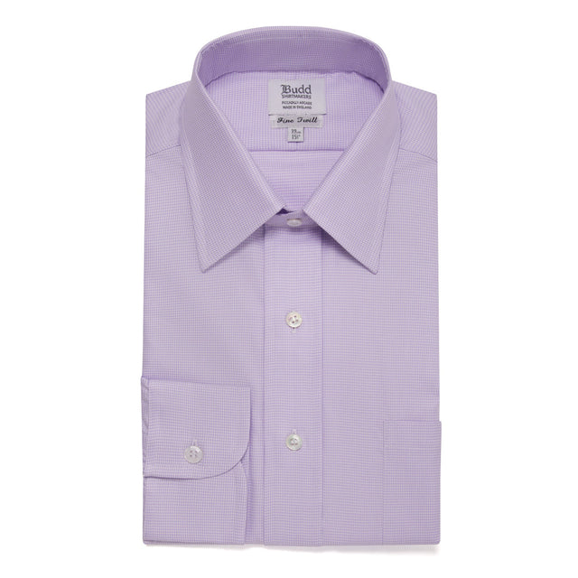 Classic Fit Puppytooth Fine Twill Button Cuff Shirt in Lilac