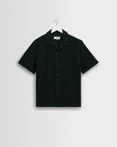 Clayland - Bottle Green Textured Waffle Short-Sleeve Shirt