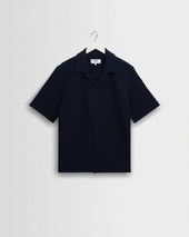 Clayland - Navy Textured Waffle Short-Sleeve Shirt