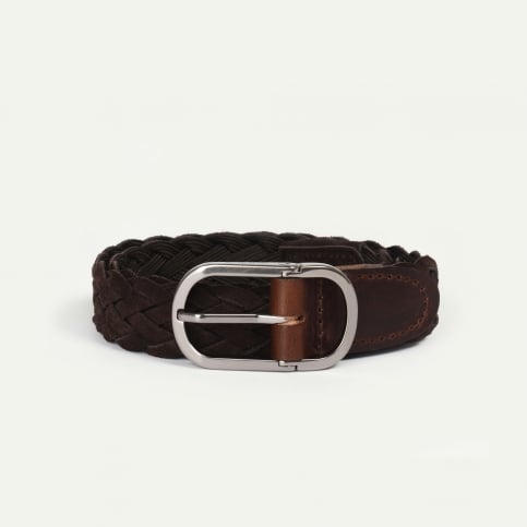 Cliquet Belt / braided leather - Khaki suede