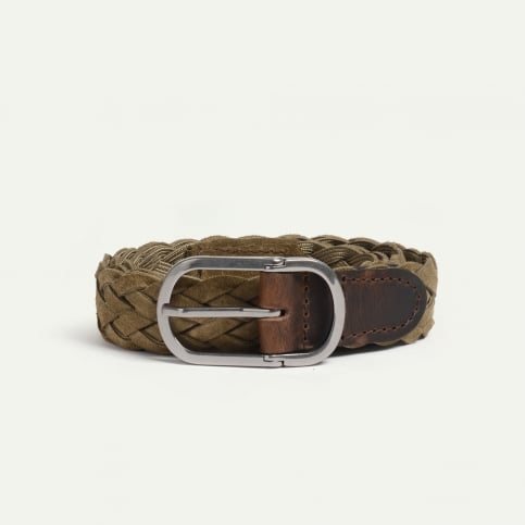 Cliquet Belt Braided Leather Suede
