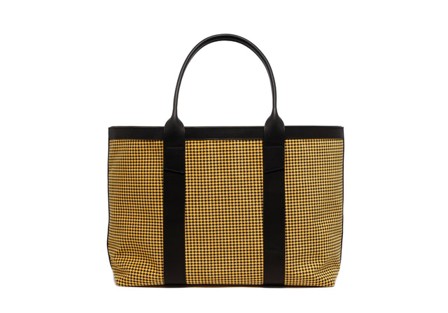 Large Working Tote - Yellow/Black - Houndstooth Microsuede