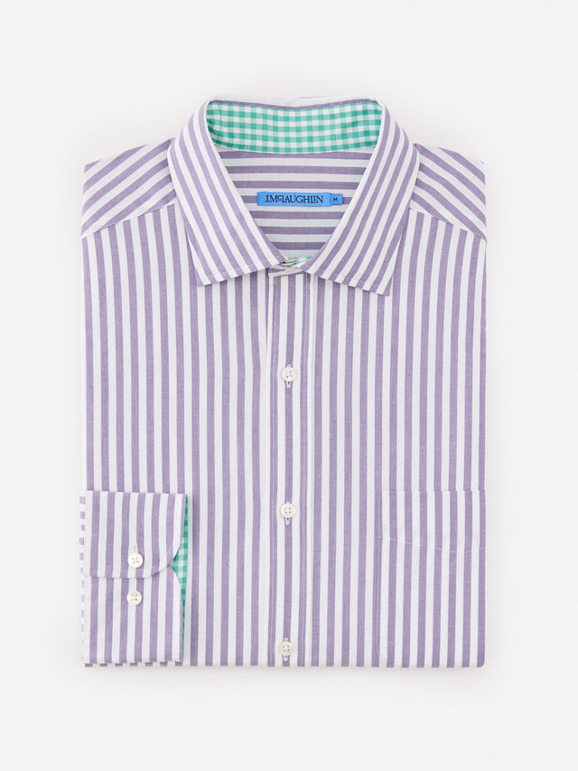 Purple/White Bengal Stripe Club Classic Fit Shirt | Men's Shirts | J.McLaughlin