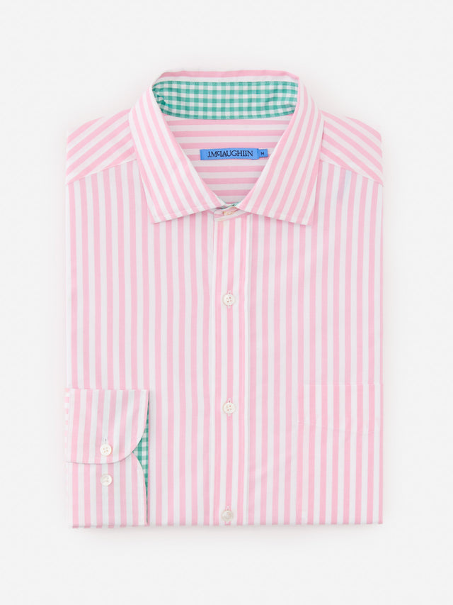 Pink/White Bengal Stripe Club Classic Fit Shirt | Men's Shirts | J.McLaughlin