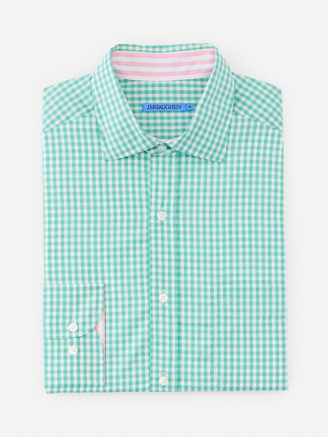 Green/White Gingham Club Classic Fit Shirt | Men's Shirts | J.McLaughlin