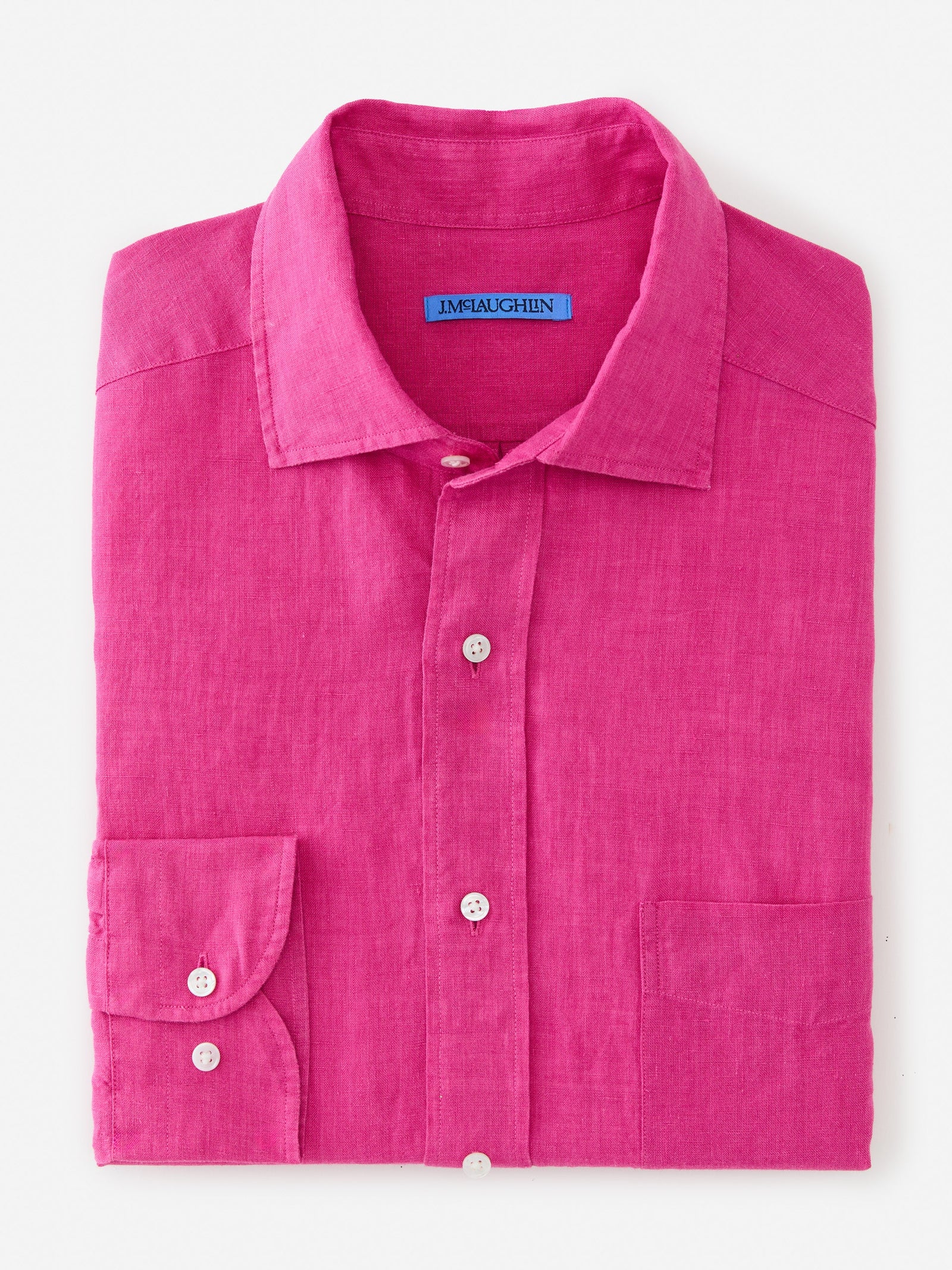 Hot Pink Solid Club Classic Fit Linen Shirt Men S Shirts J Mclaughlin