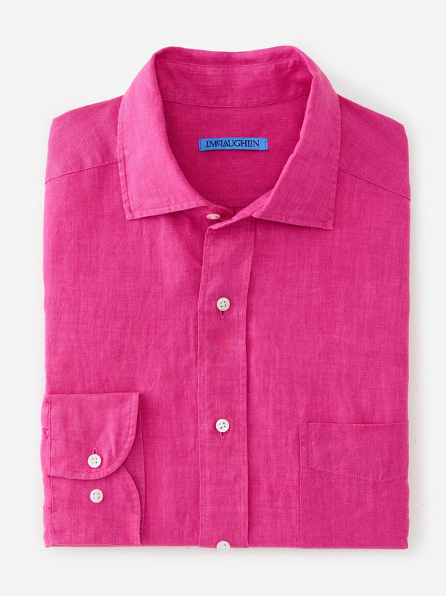 Hot_Pink Solid Club Classic Fit Linen Shirt | Men's Shirts | J.McLaughlin