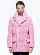 Double-breasted faux fur coat