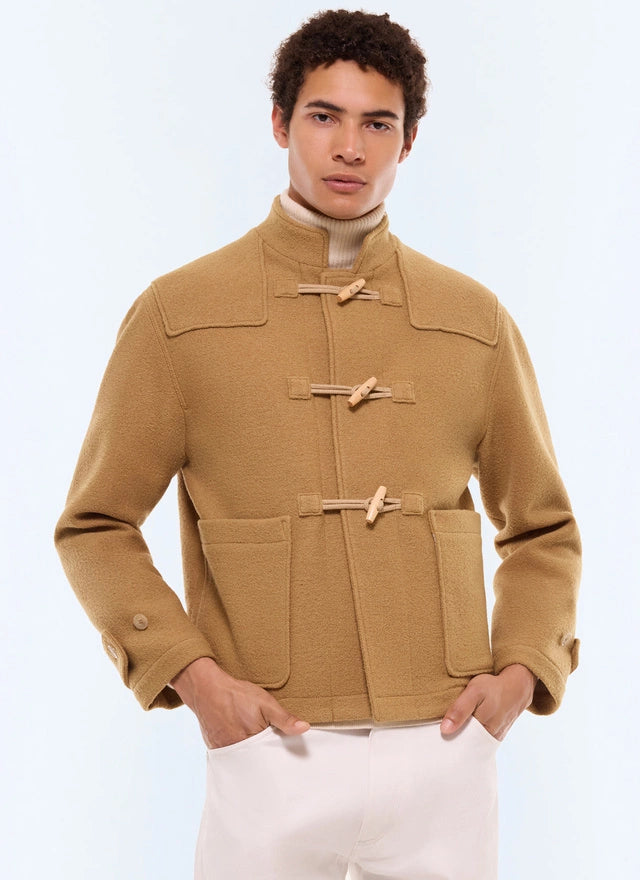 Short felted wool duffle coat