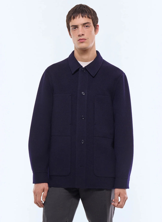 Double-faced wool overcoat