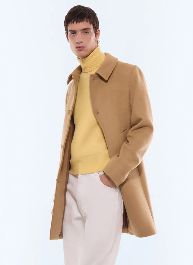 Woolen Cloth Coat With Officer Collar