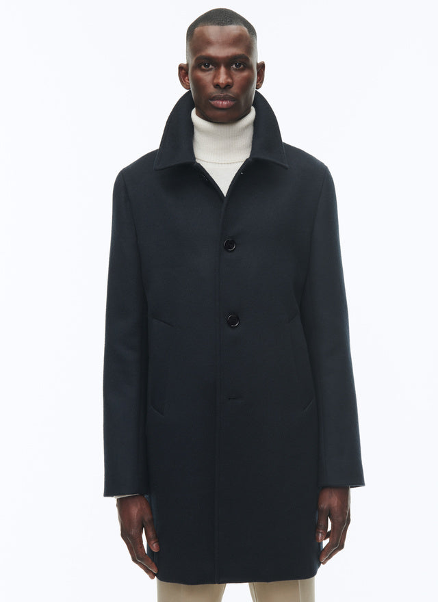 Woolen Cloth Coat With Officer Collar