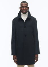 Woolen cloth coat with officer collar