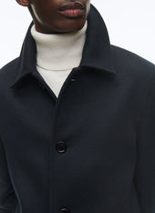 Woolen cloth coat with officer collar