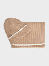Coffret cadeau bonnet et écharpe camel