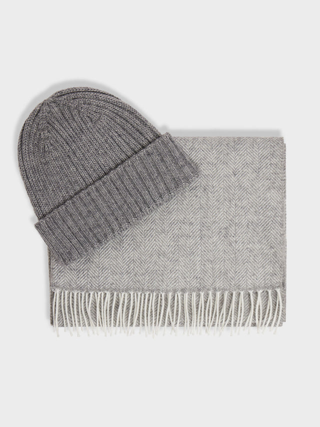 Coffret cadeau bonnet et écharpe gris