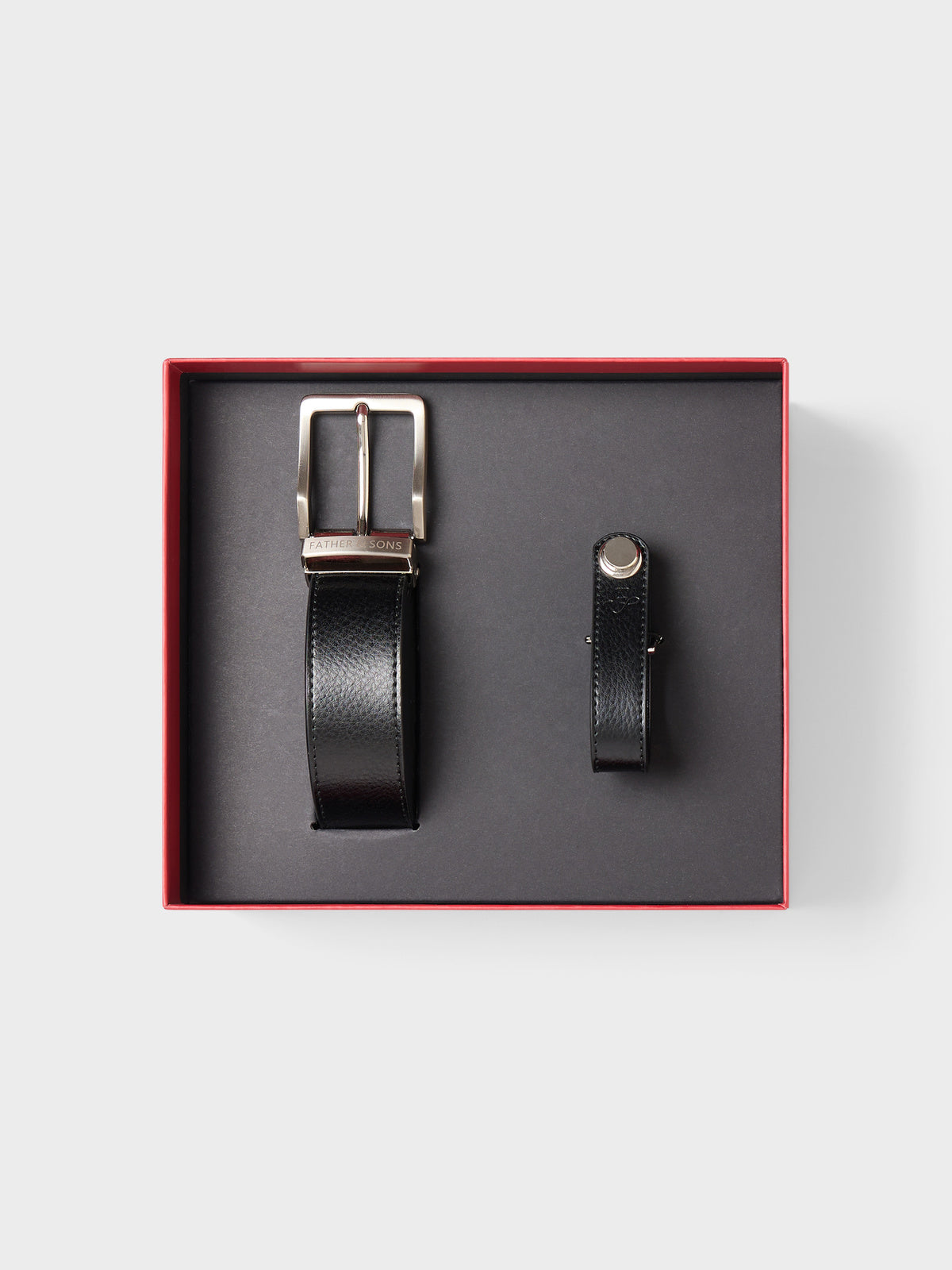 Coffret Cadeau Ceinture Ajustable Et Porte Cl En Cuir Noir