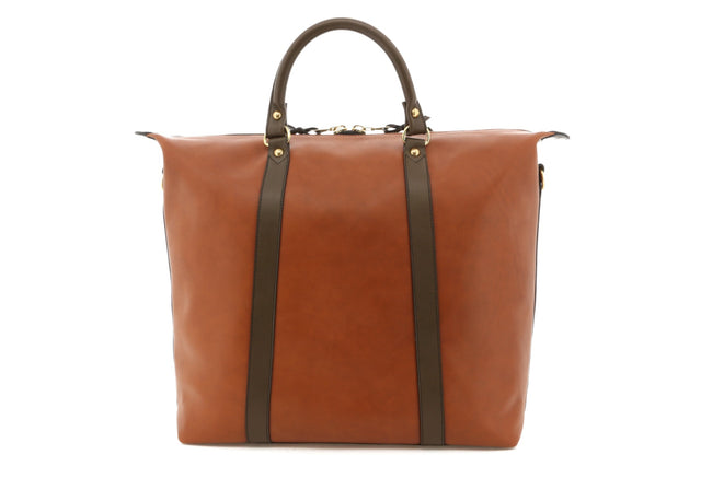 Hampton Tote - Cognac/Olive Trim - Smooth Tumbled - Grey Cordura Interior