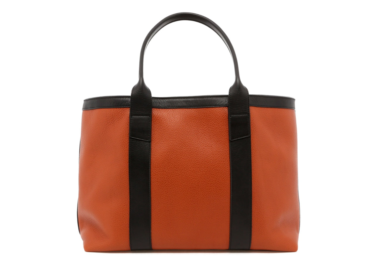 Large Working Tote - Cognac/Black Trim - Black Interior - Pebbled